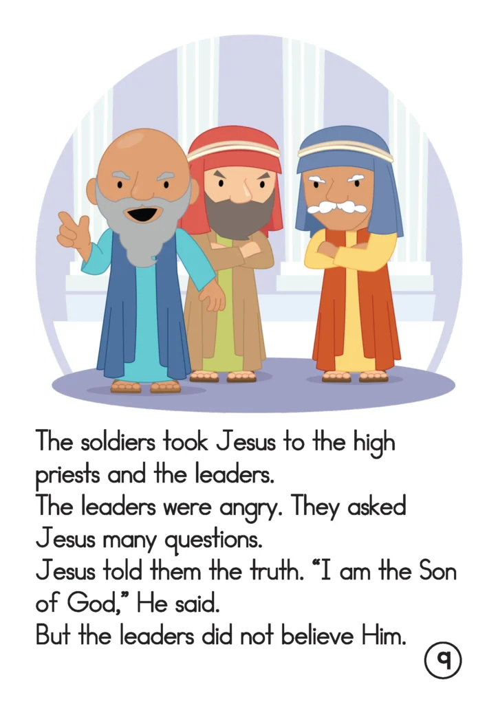 Easter Preschool Story Book religious leaders question Jesus and do not believe Him
