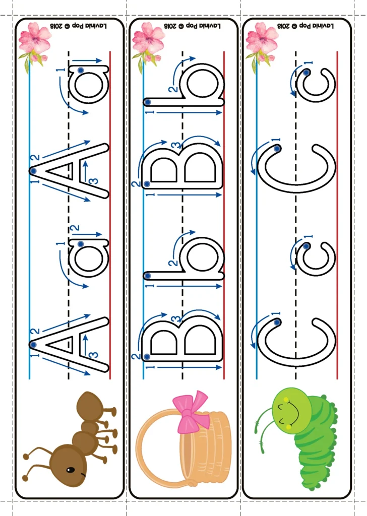 Spring Literacy Centers for Kindergarten alphabet tracing cards with directional arrows for correct letter formation
