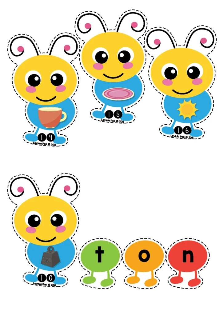 Spring Literacy Centers for Kindergarten build a CVC word activity with caterpillar and letter tiles