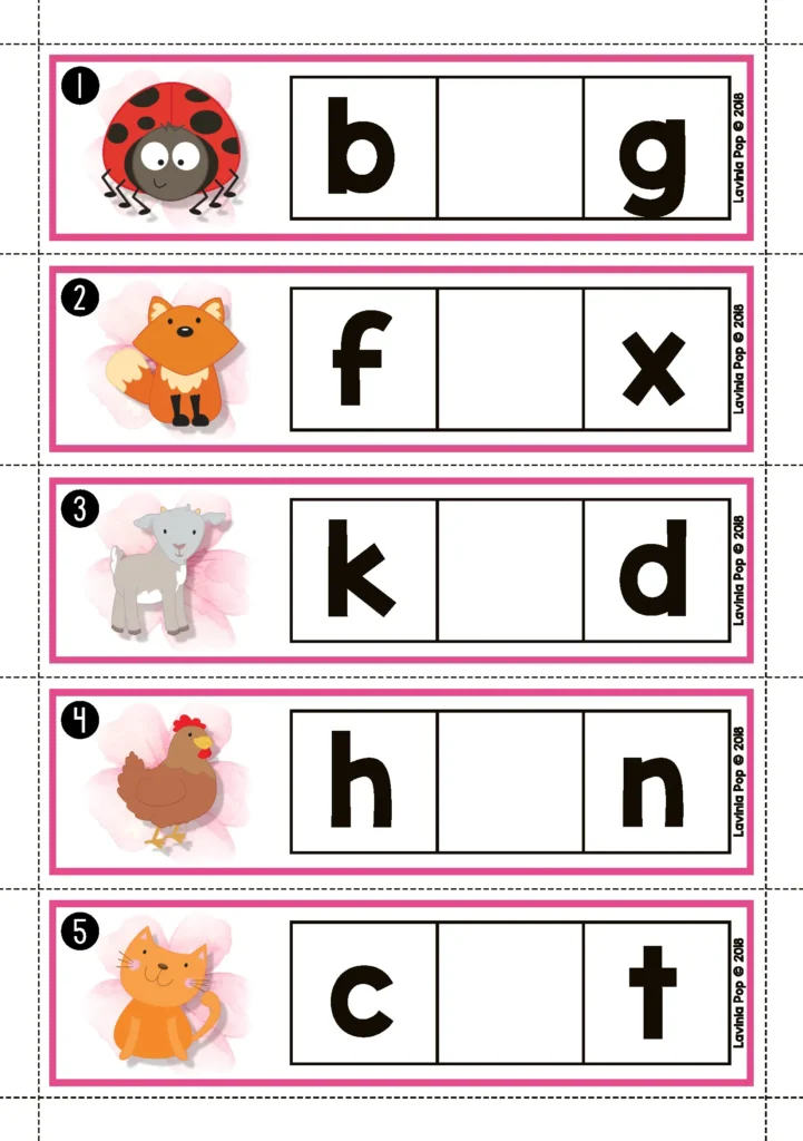 Spring Literacy Centers for Kindergarten missing middle sounds CVC word cards with pictures and letter choices