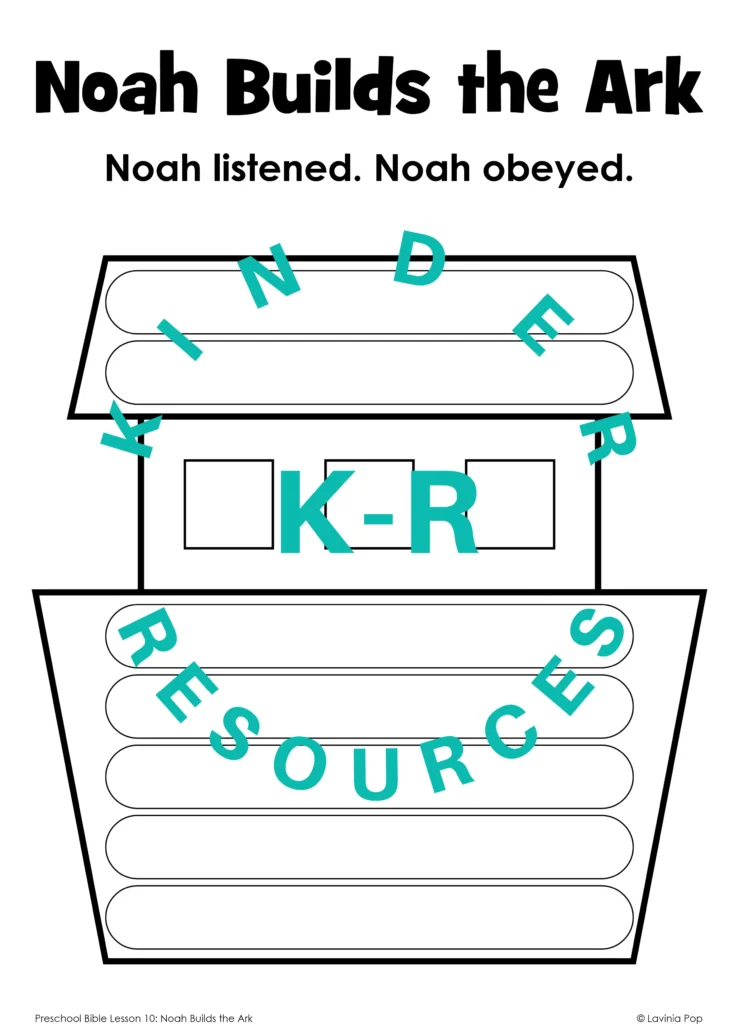 Noah Builds the Ark Preschool Bible Lesson Ark Craft Printable Template