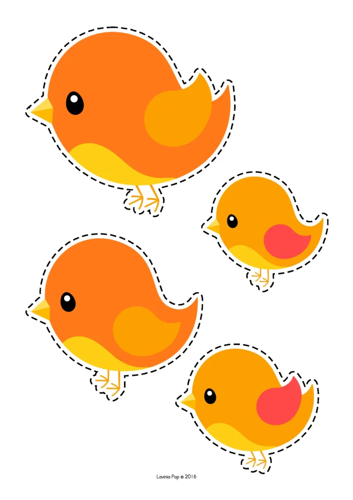 Spring Centers for Preschool orange bird pieces used for color matching and sorting activities in preschool centers
