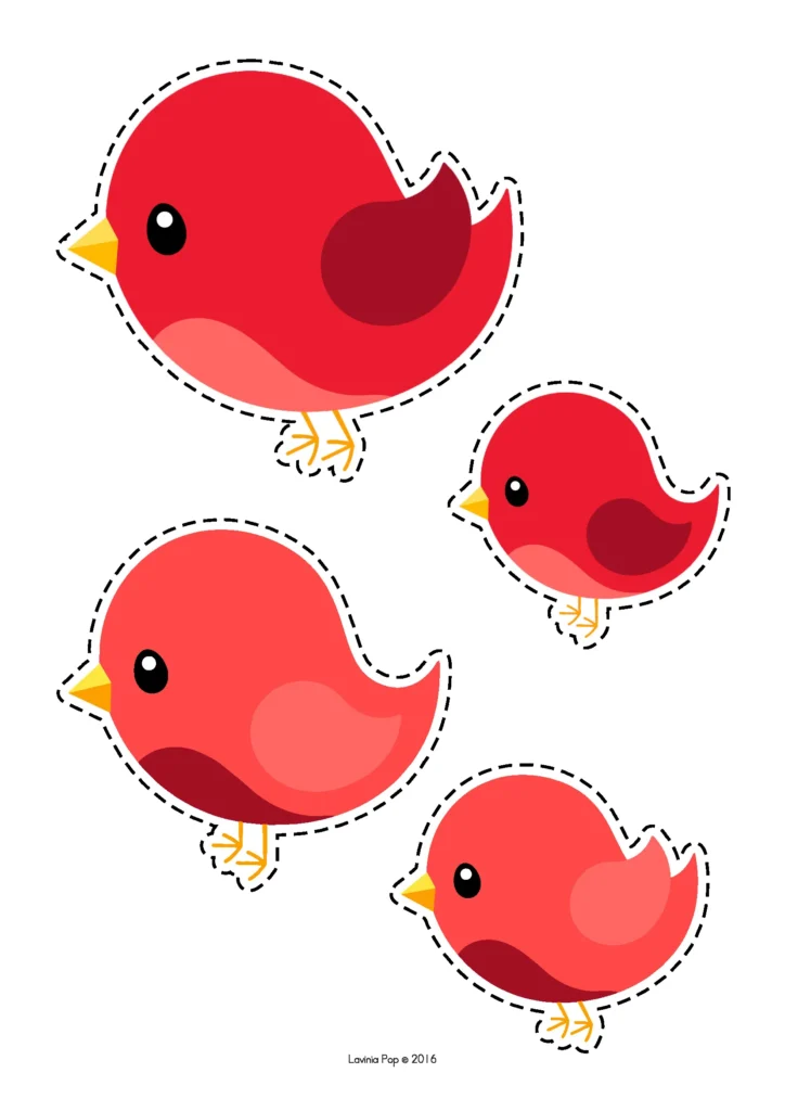 Spring Centers for Preschool red bird pieces used for color sorting and matching activities in preschool learning centers