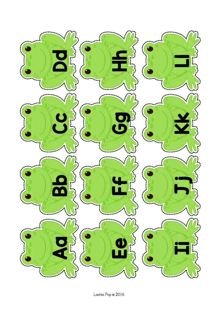 Spring Centers for Preschool alphabet frog cards for uppercase and lowercase letter recognition practice
