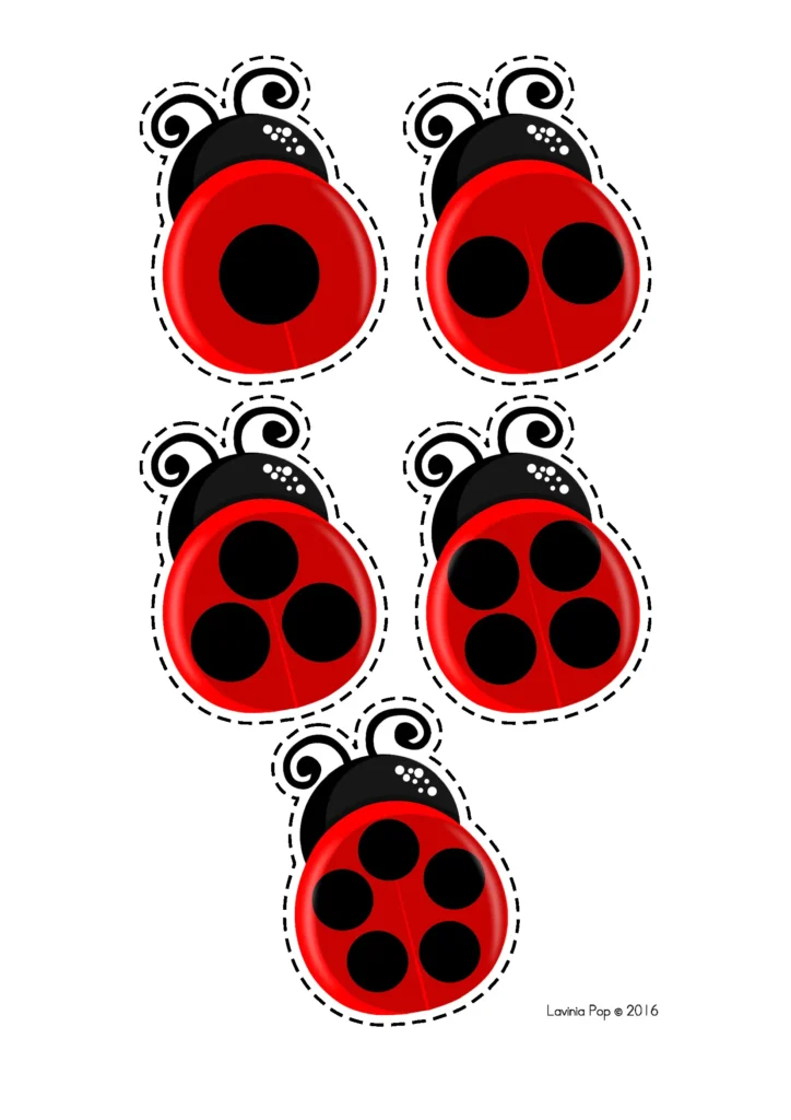 Spring Centers for Preschool ladybug counting activity matching dot quantities with numbers for early number sense