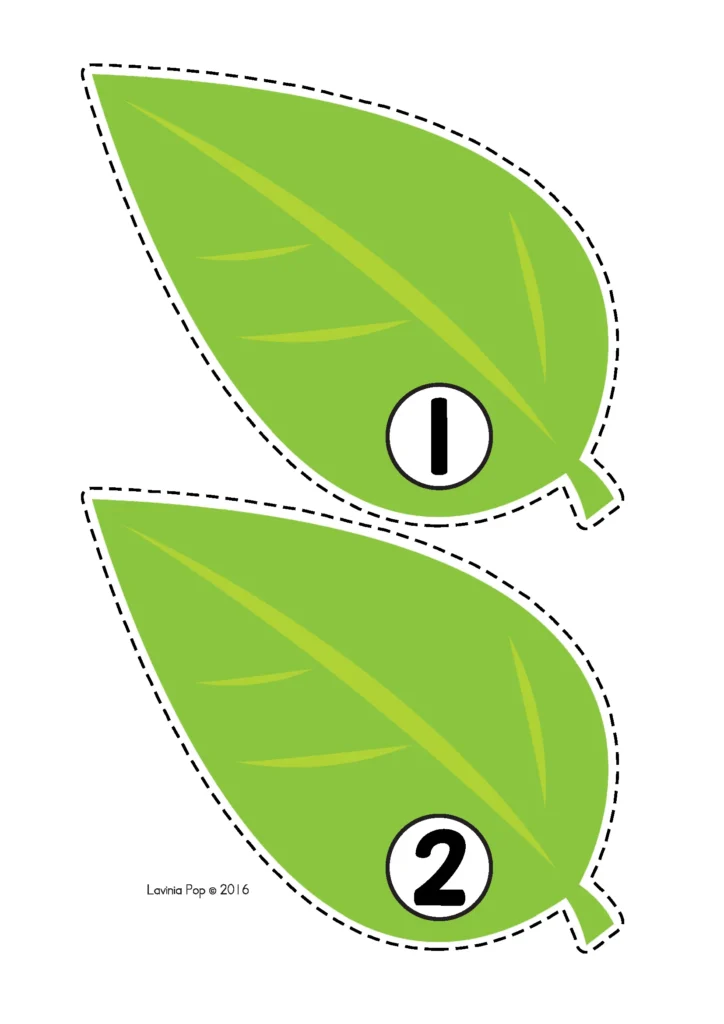 Spring Centers for Preschool leaf counting cards with numbers for practicing counting and number identification