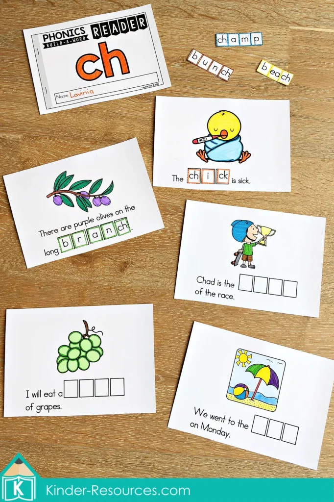 CH Digraph Worksheets and Activities Build a Word Reader Sentence Cards