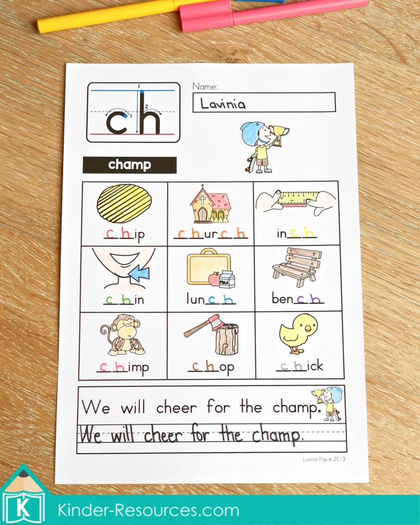 CH Digraph Worksheets and Activities Missing Digraph Fill in Worksheet