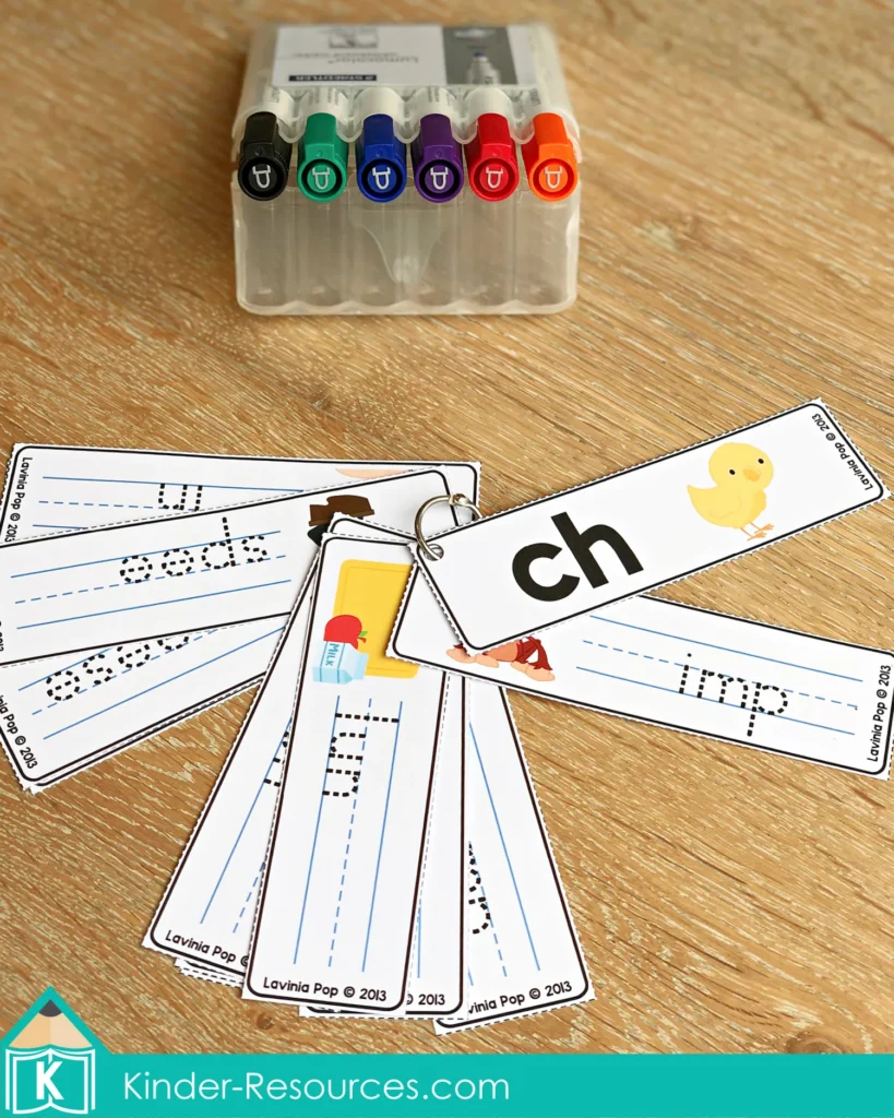 CH Digraph Worksheets and Activities write and wipe cards on ring for tracing ch words like inch lunch bench teacher