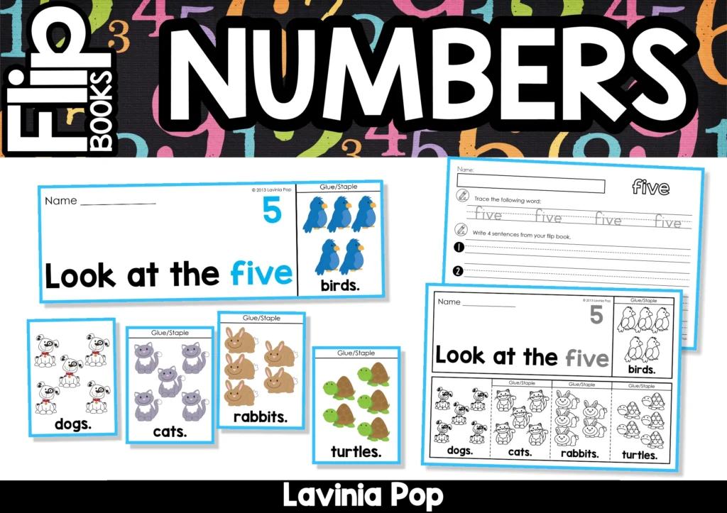numbers flip books for counting number words and early math skills with printable activities for kindergarten and first grade