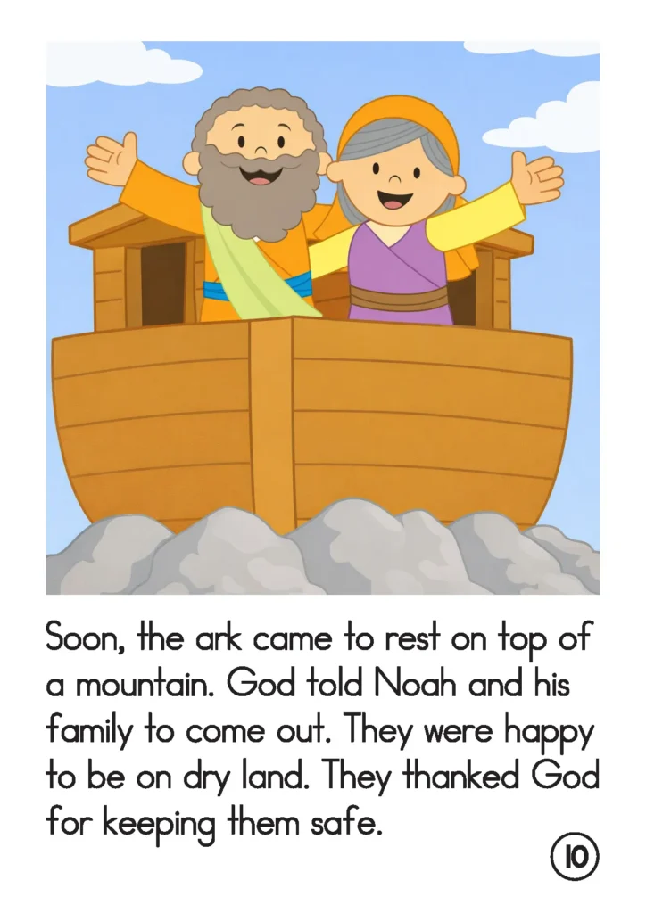 God Keeps His Promises Preschool Bible Lesson Noah and family safe on dry land after flood