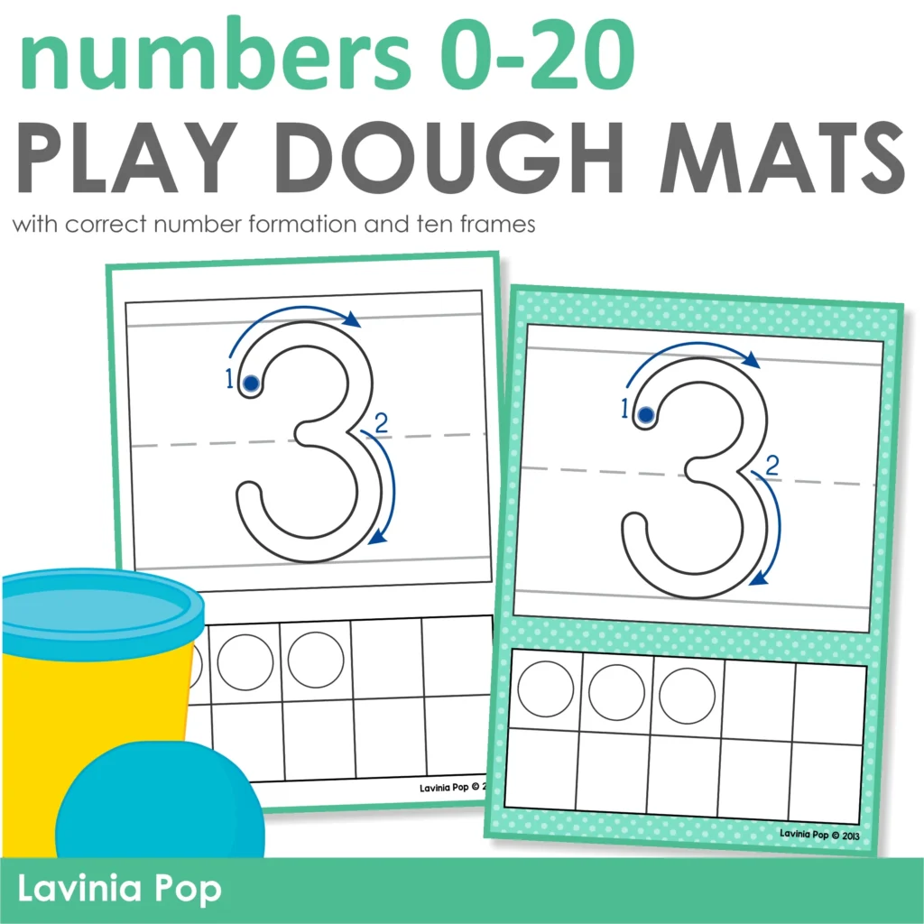numbers 0 to 20 play dough mats for number formation and ten frame counting practice for preschool and kindergarten