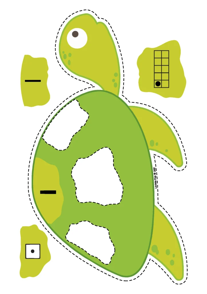 Ocean Centers for Preschool sea turtle number sense activity with numeral 1 dice tally mark and ten frame