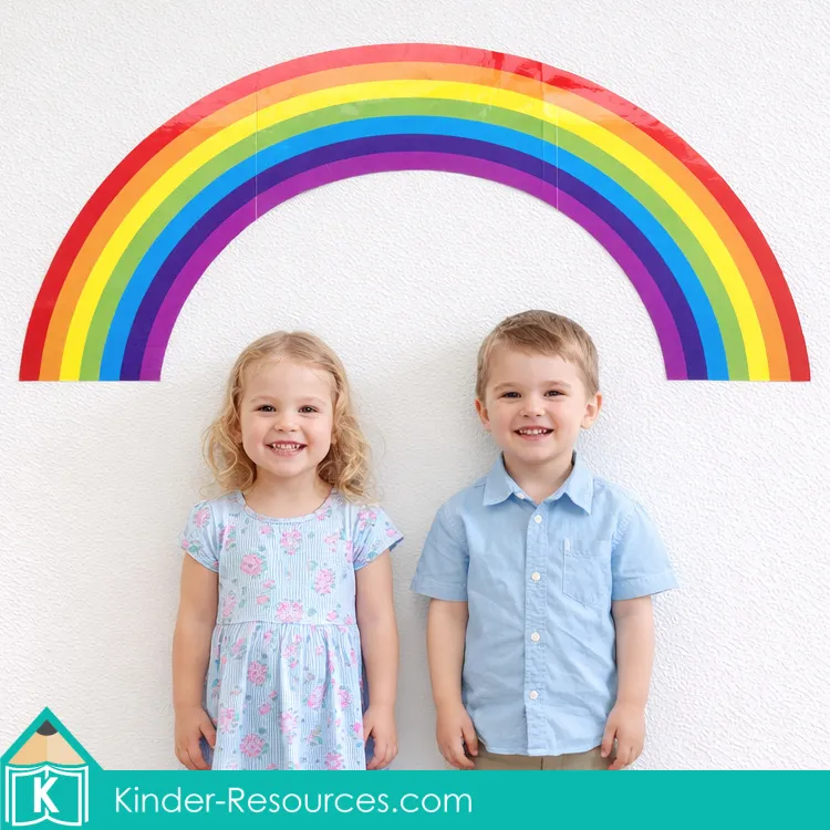 God Keeps His Promises Noah’s Ark lesson children standing under rainbow wall display