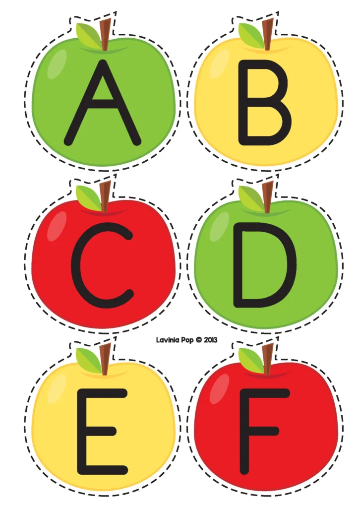 Back to School Literacy Centers for Kindergarten uppercase alphabet apple matching cards for letter recognition