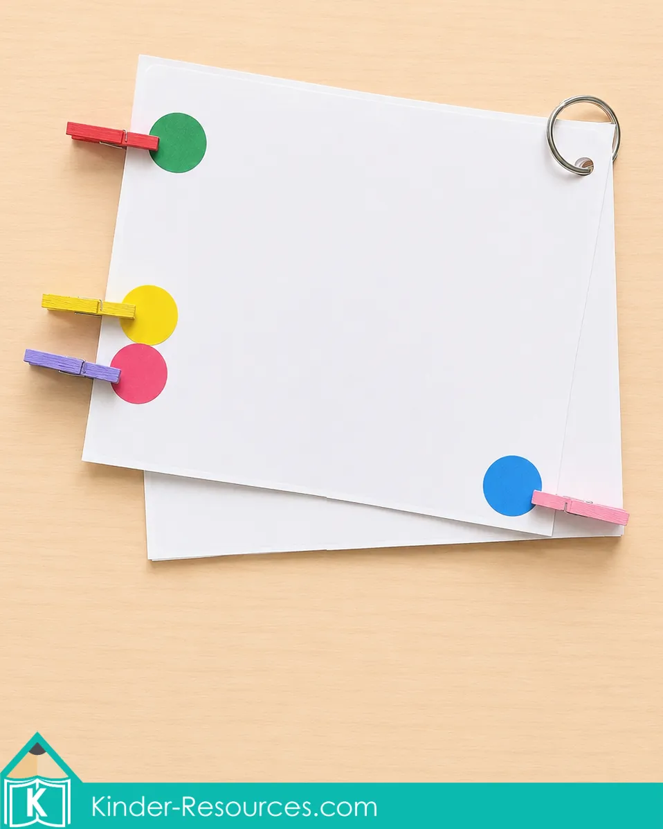 Using colored answer dots and matching clothespins on the backs of counting in context clip cards for self-checking