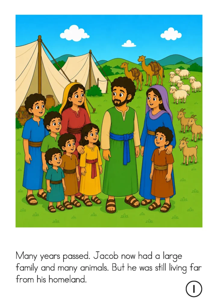 Reading about Jacob living far from his homeland with his large family and many animals.