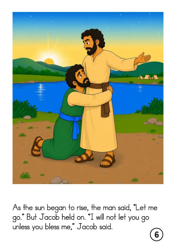 Reading about Jacob holding on as the sun rises and asking the man to bless him.
