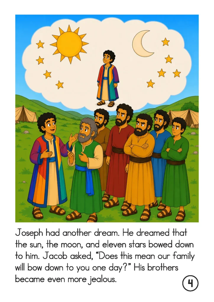 Joseph describes his second dream in which the sun, moon and eleven stars bow down to him.