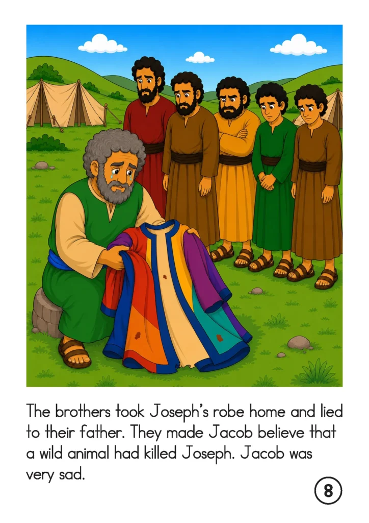 Grieving Jacob holds Joseph’s damaged coat after the brothers lie and say a wild animal killed him.