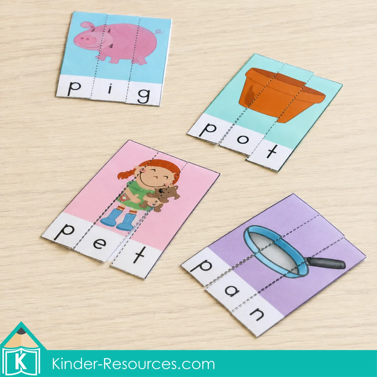 Preschool Letter P CVC Word and Pizcture Puzzles