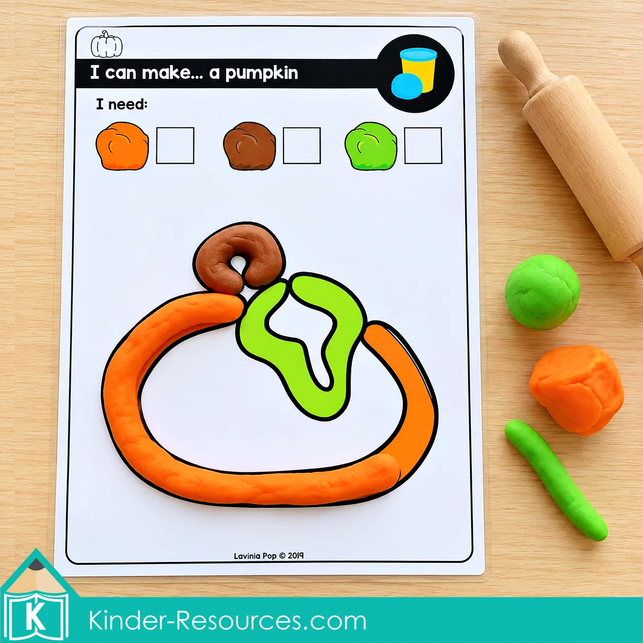 October fine motor morning tubs pumpkin playdough activity for preschool and kindergarten using rolled dough to strengthen hands and develop fine motor coordination.