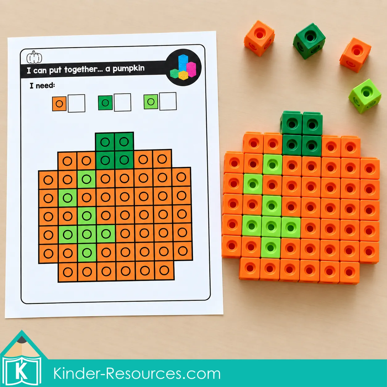 tober fine motor morning tubs pumpkin counting cube activity for preschool and kindergarten combining snap cube construction with early math and fine motor skills.