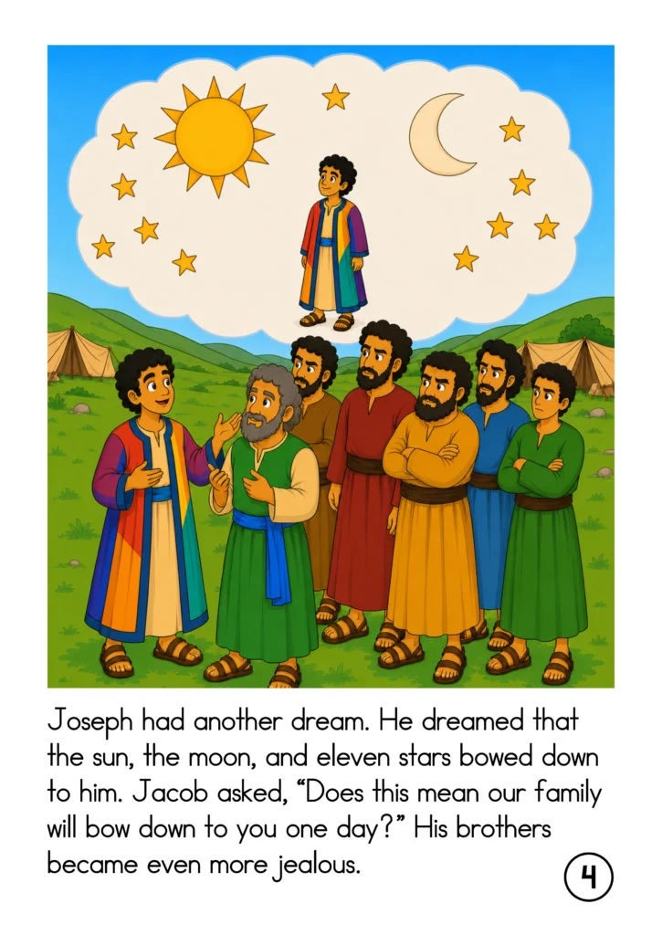 Joseph describes his second dream in which the sun, moon and eleven stars bow down to him.