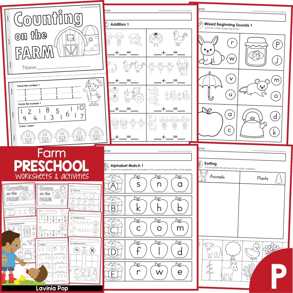 Farm Preschool Worksheets and Activities | 36 Printable Activities